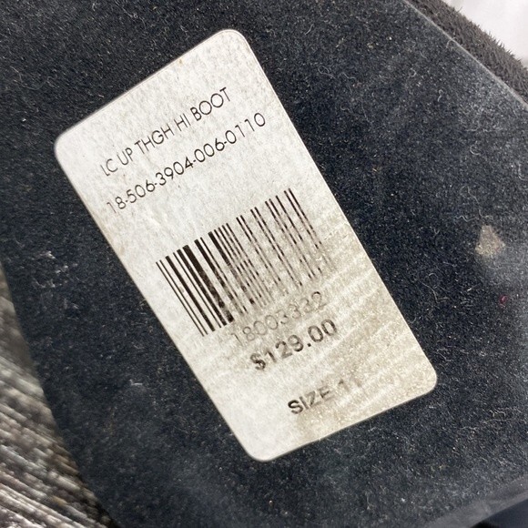 FTF Nadia Black Faux Suede Lace Up Thigh High Open Point Peep Toe Heel Boots 11 - Picture 9 of 11